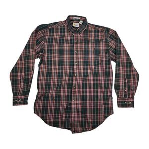 Southern Classics Mens Medium Plaid Button Down Shirt Black Pink Long Sleeve